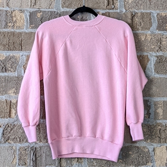 Vintage 80s Cross Stitch Sweatshirt Valentine's Day Heart Pink Medium - Picture 4 of 5